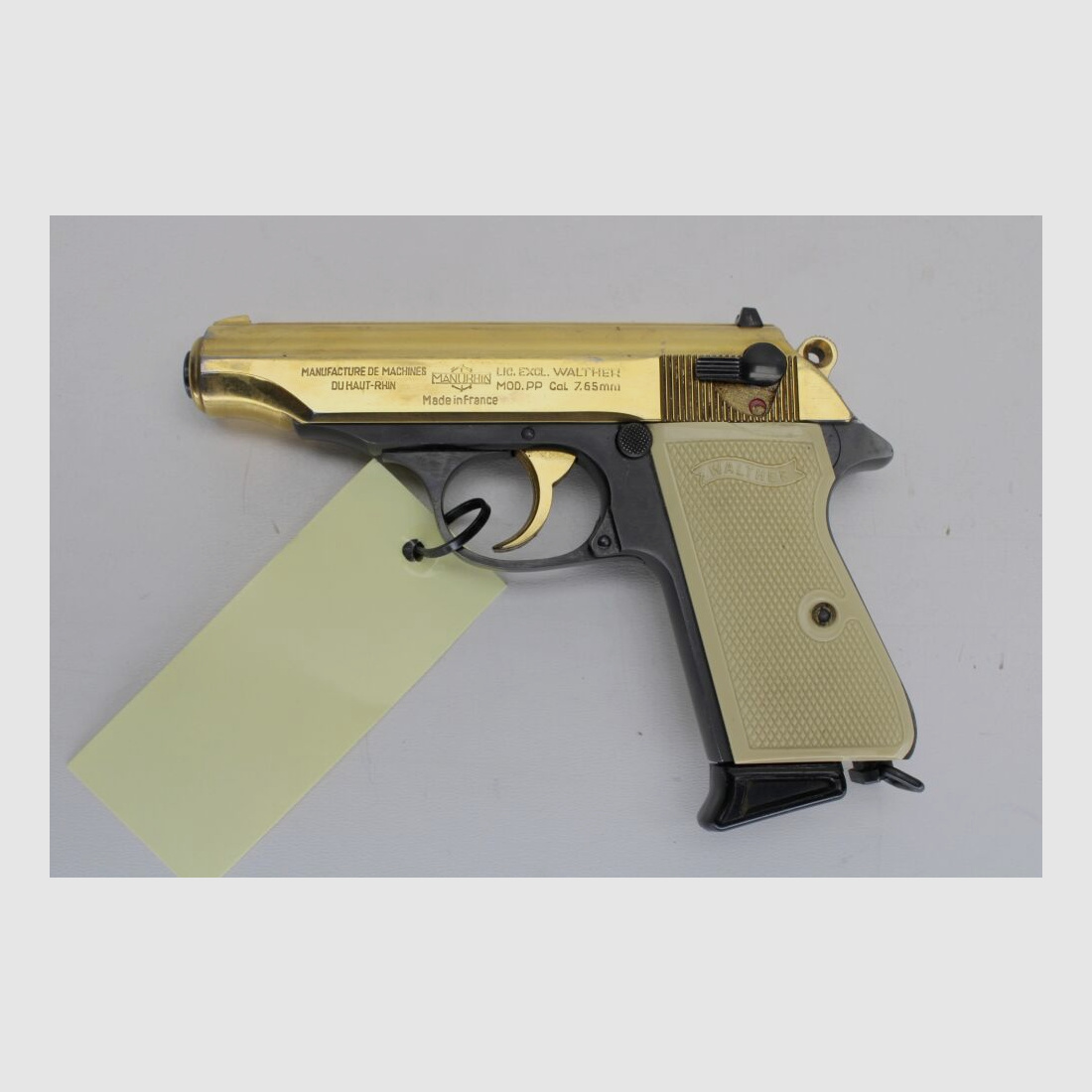 Pistola Manurhin PP pertenece a la policía con corredera dorada 7,65mm Browning