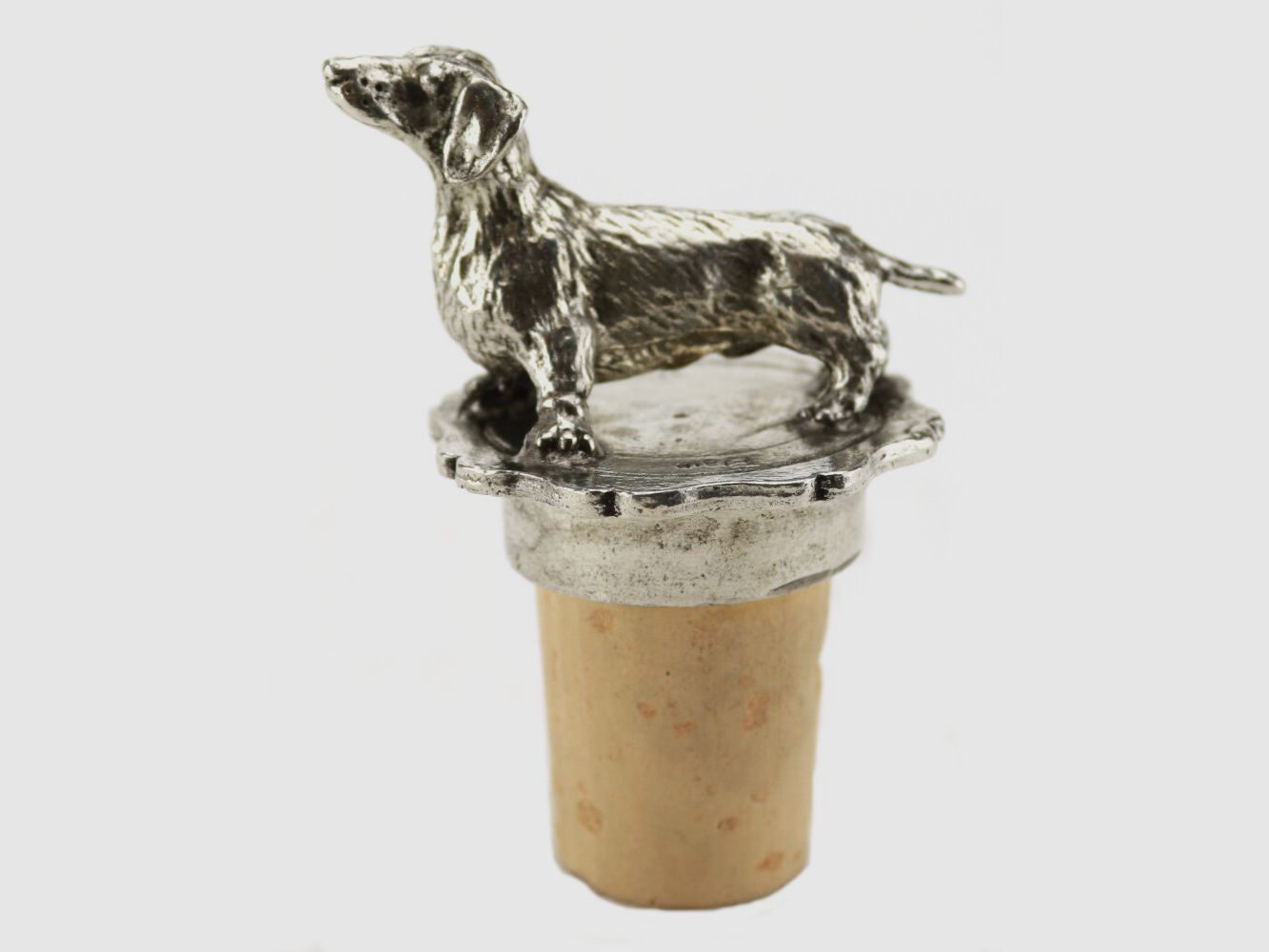 Accesorios Lovergreen motivo de dachshund con la cabeza levantada como tapón de botella de vino