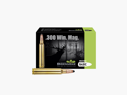 Cartouche de fusil avec projectile BASIC / SOFT-POINT – .300 Win. Mag., Orig. BRENNEKE Basic 10,7 g VE20