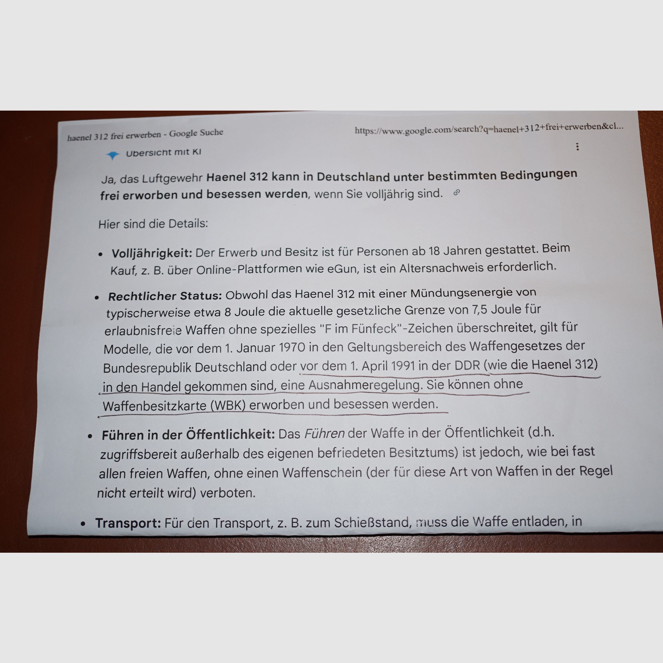 Haenel Mod. 312 side lever air rifle 4.5 mm diabolo with diopter 312