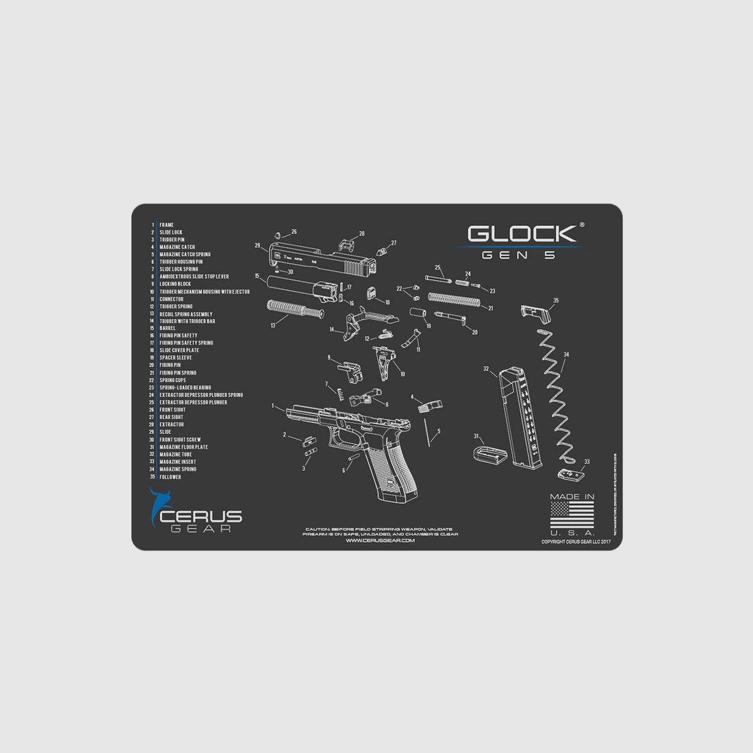 Cerus Gear – Cleaning Mat – Glock Gen 5