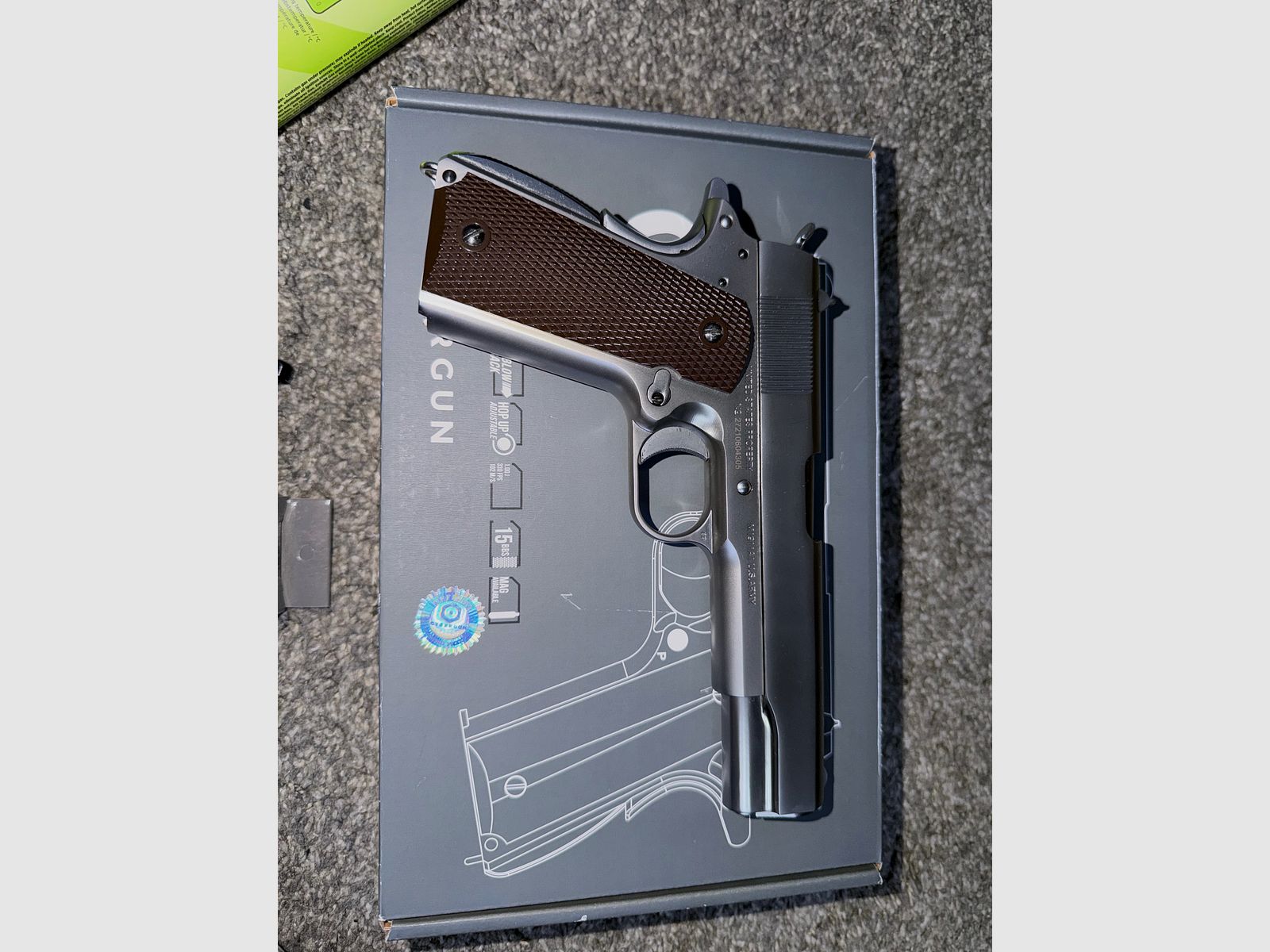 Cybergun / AWC Colt 1911A1 Vollmetall GBB 6mm BB zilver