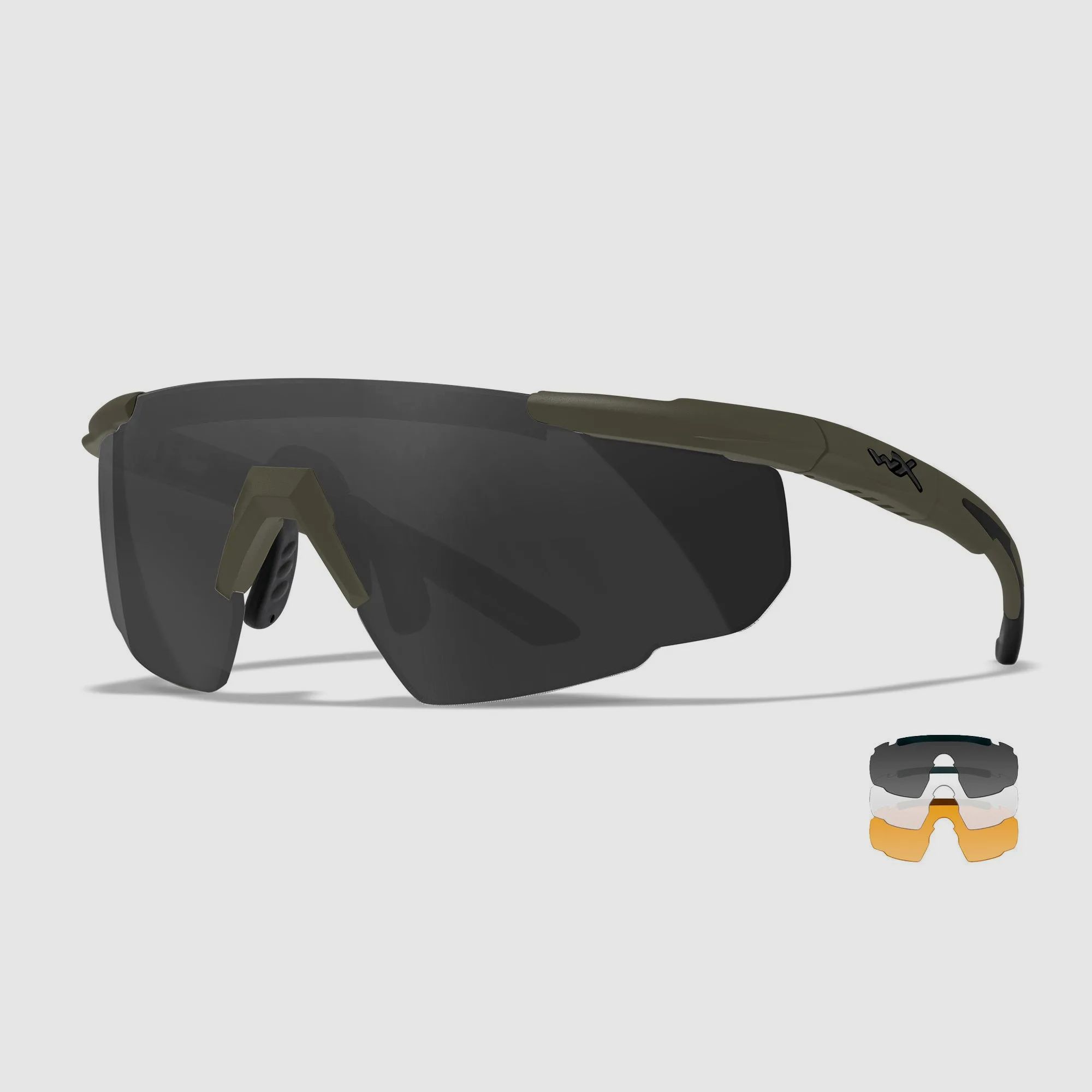 Lunettes WX VALOR avec 3 verres interchangeables, couleur de la monture Vert Armée Mat
