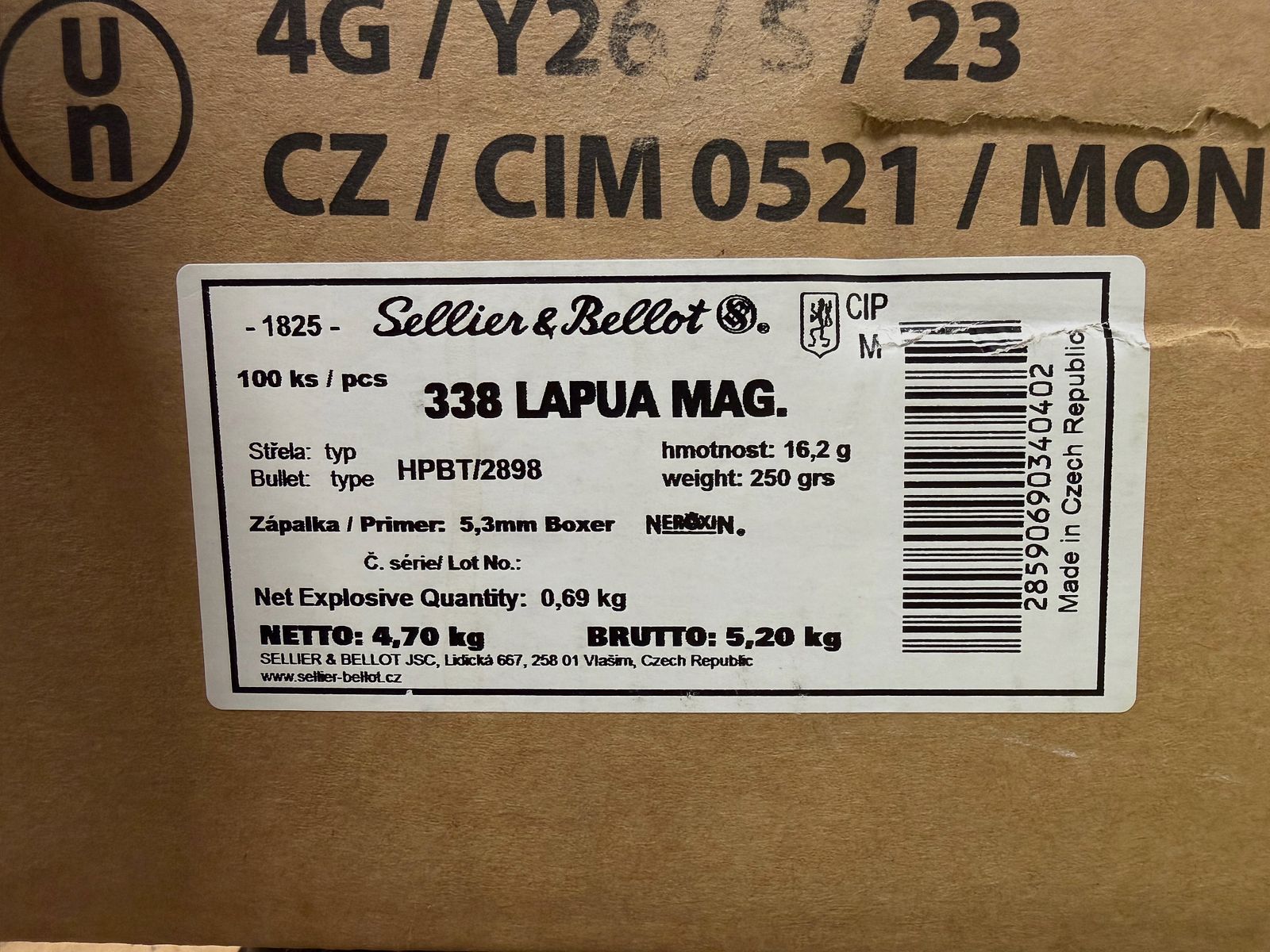 S&B cartridge cases, .338 LapMag, max. 133 pcs.