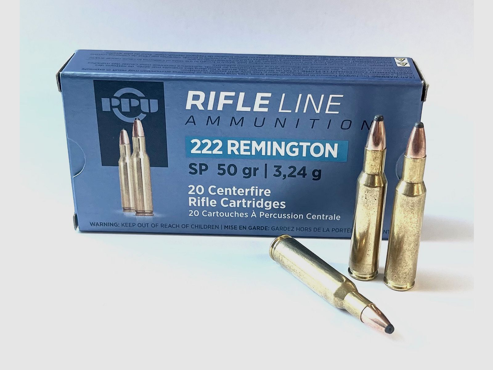 PPU cartridge cases .222 Rem. 3.24g 50grs SP 20 pieces