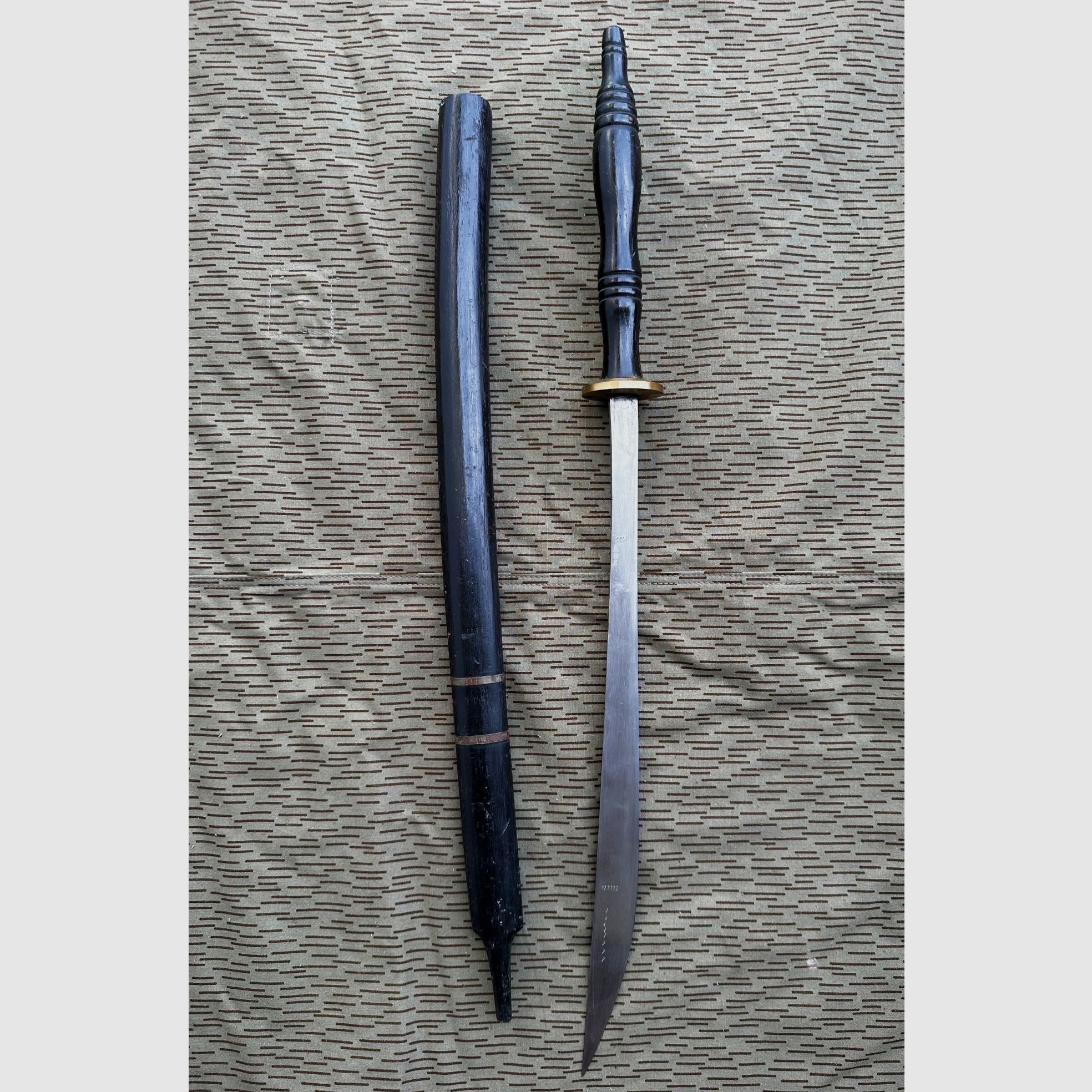 Schwert Dha Burma Asian Fighting Sword Wooden Sheath Antique