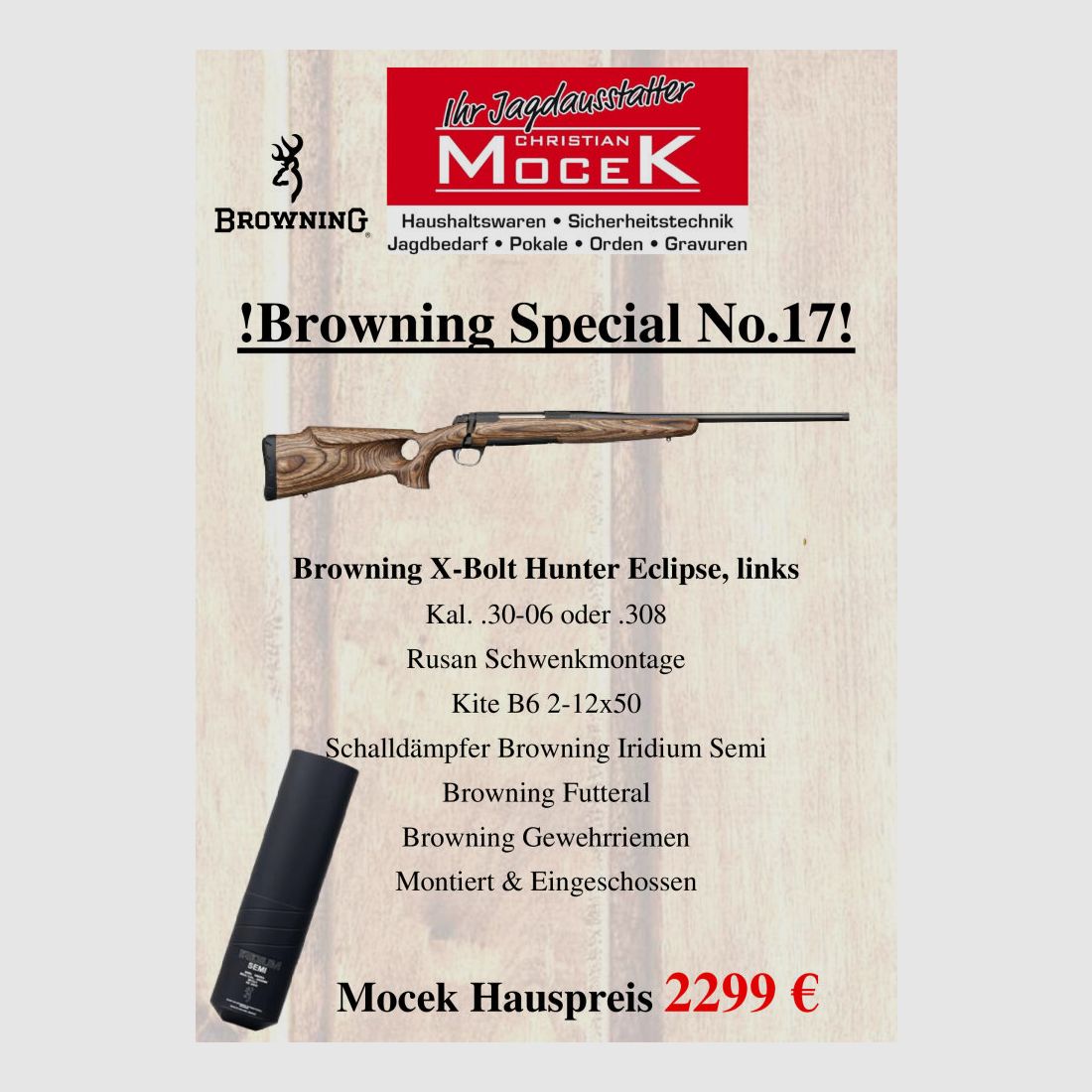 Browning X-Bolt Hunter Eclipse, mit Kite B6 2-12x50, links