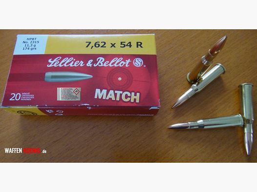 Sellier & Bellot 20 Patronen:Sellier & Bellot, 7,62x54R mit Sierra Match King Geschoss