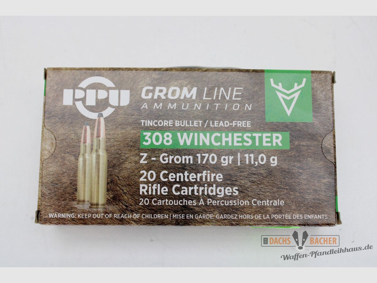 PPU Privi Partizan .308 Win 11,0g/170gr Z-GROM Bleifrei 20 Schuß