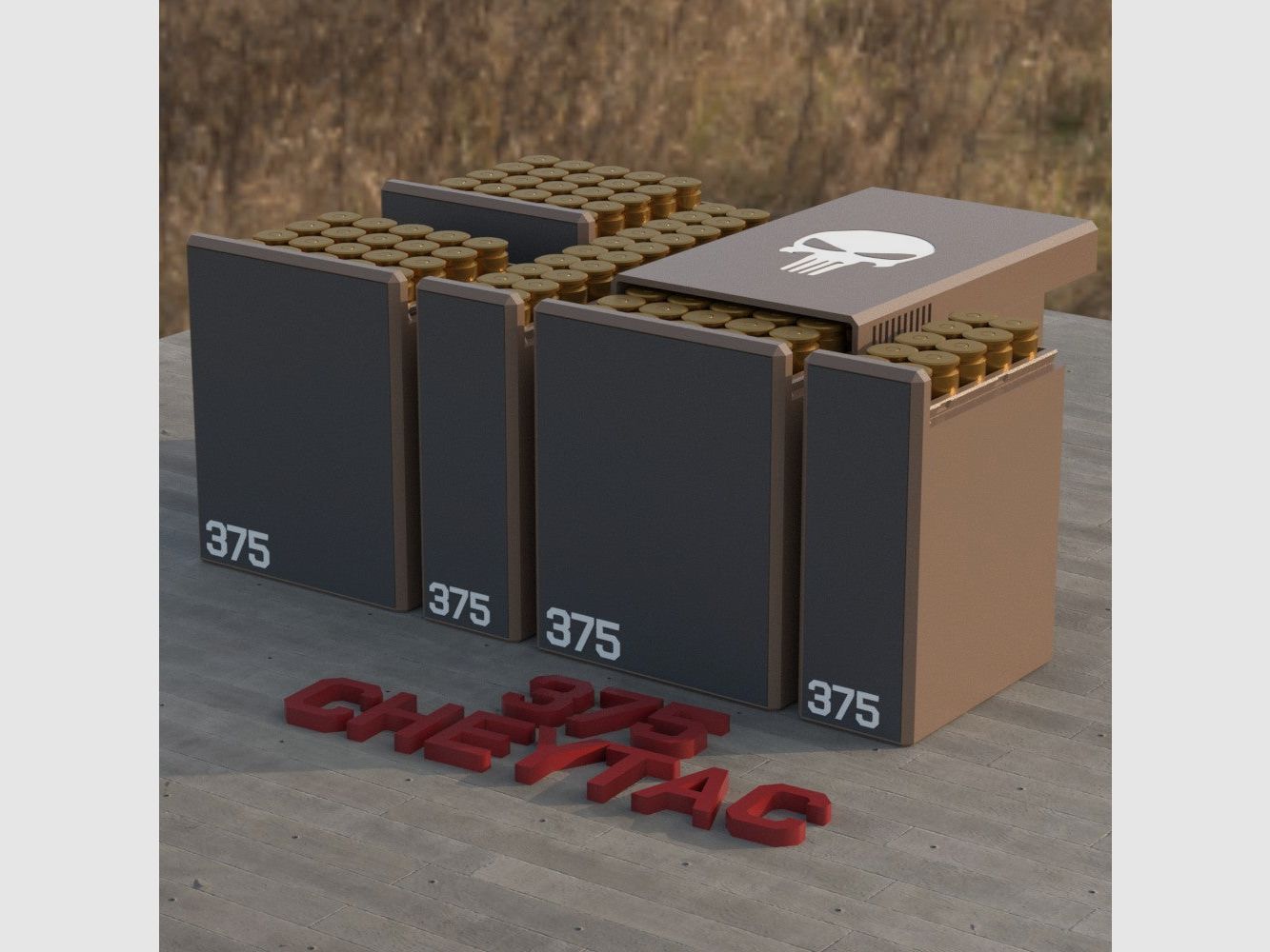 Filamelt Munitionsbox / Ammo Box .375 CheyTac – Patronenbox für 50 Schuss, Made in Germany
