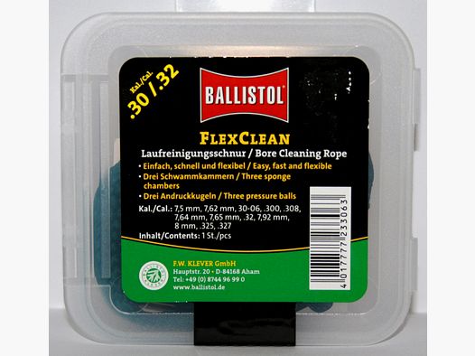 BALLISTOL Laufreinigungsschnur "FLEX CLEAN" > perfekt Kalibergenau für Büchse .30 .32 7,62mm 8mm 308