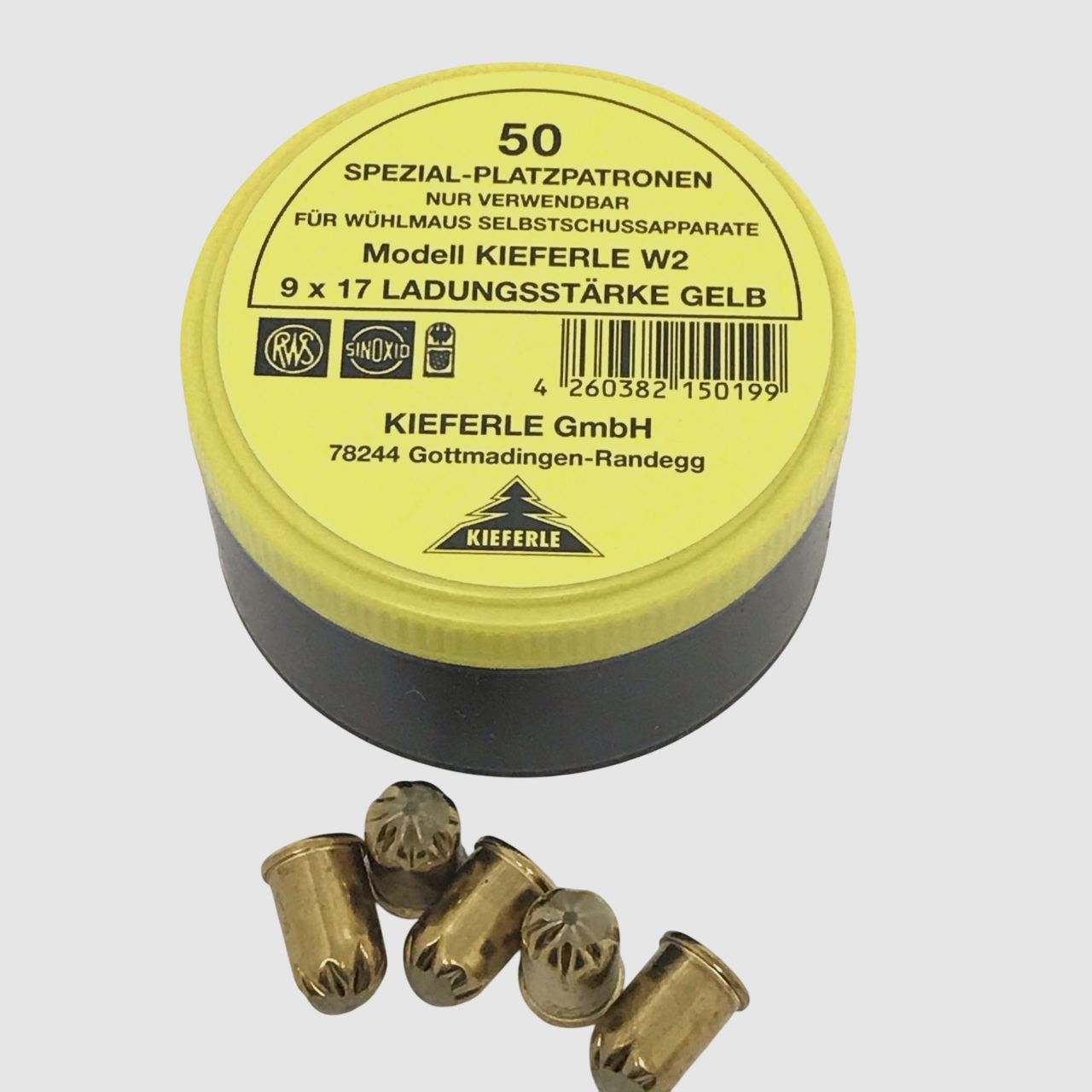 Cal. 9x17 cartouches spéciales jaunes pour pièges à taupes W2