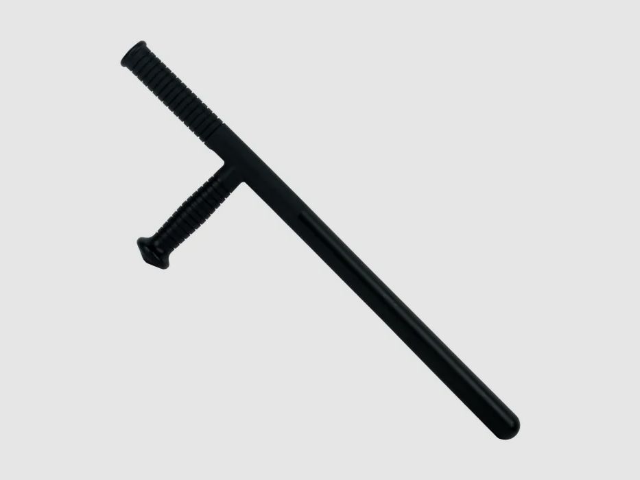 Tonfa z uchwytem bocznym, 59 cm, twardy plastik, czarny, matowe wykończenie
