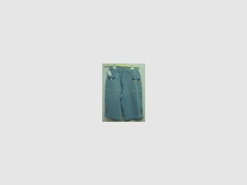 Damen Jeans kurz - mit Blumenstickerei