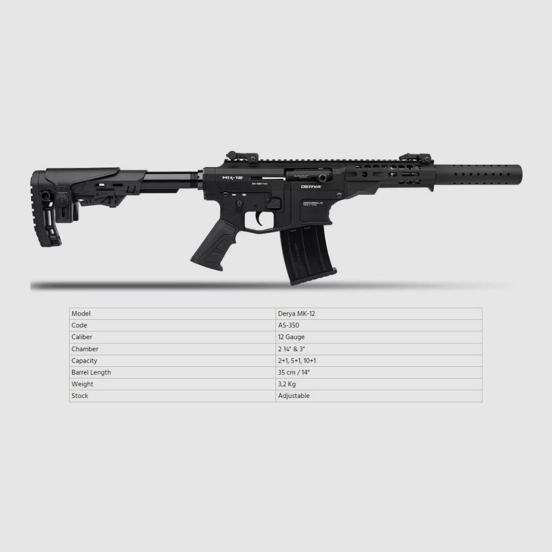 DERYA ARMS	 DERYA MK-12-AS-350 12/76 Selbstladeflinte mit Lauflänge 350mm