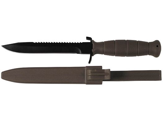 ÖBH Kampfmesser / Feldmesser 16,5/29cm MIT SÄGERÜCKEN - Glock - Nachbau - Schwarz / Oliv mit Scheide