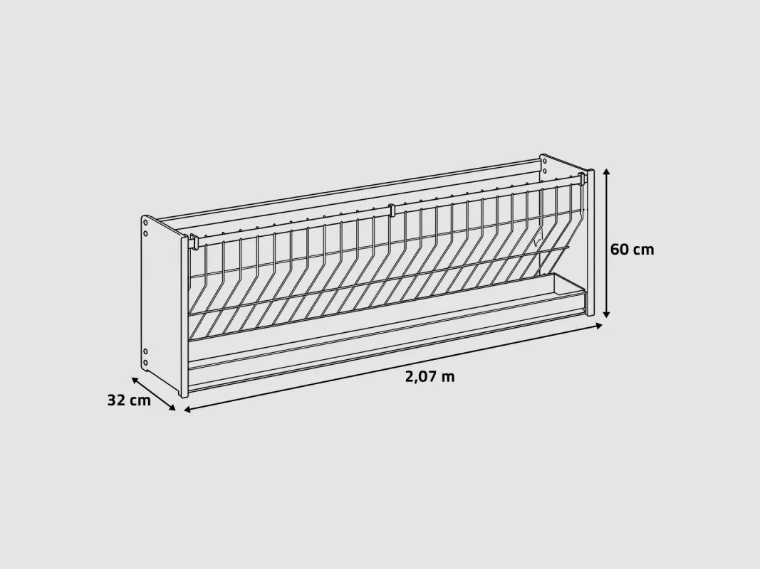 Wandfutterkrippe für Schafe und Ziegen 207 x 32 x 60 cm, Bild 8 von 9
