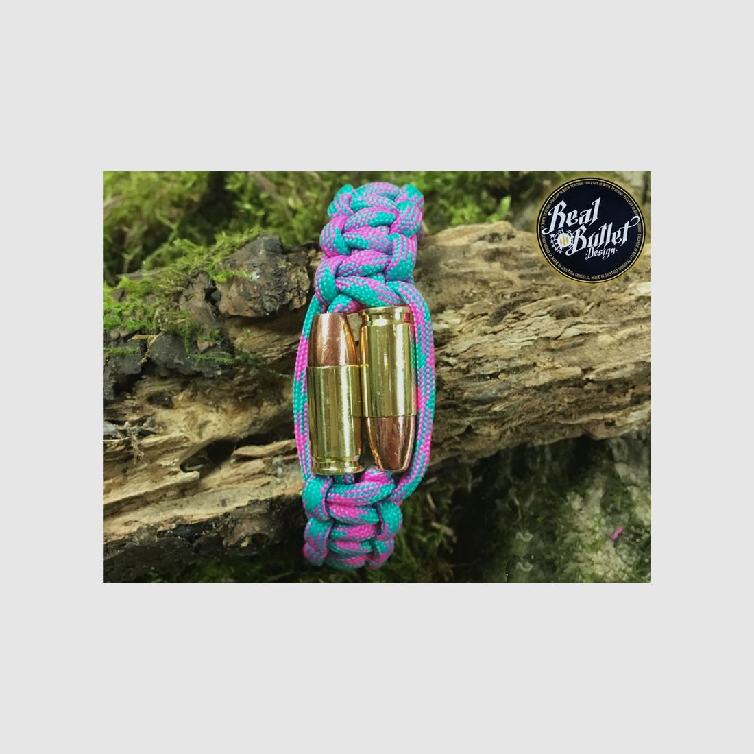 Realbullet Design Armband Bullet Twings Crazy Parachute Cord Kaliber 9 mm HP Handarbeit aus Originalpatronen