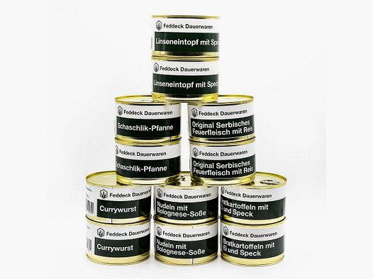 Feddeck houdbare producten 12 x 400 g kant-en-klaar maaltijden mix in blikken
