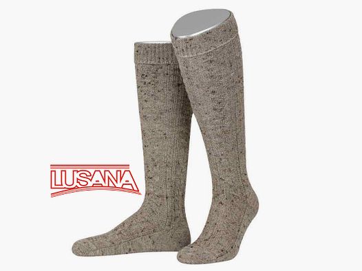 Lusana Trachtenkniebundstrumpf in Loden Tweed in Braun meliert L4397T (2)