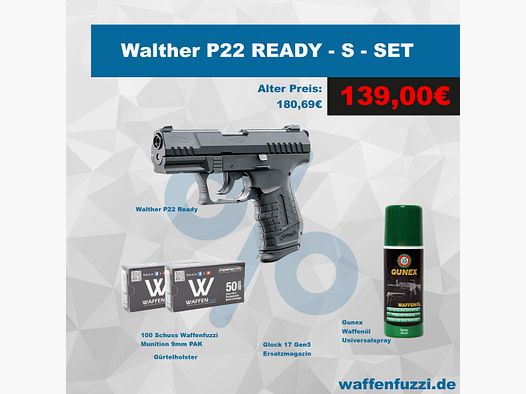Walther P22 Ready "S" Blank Firing Set Caliber 9mm PAK