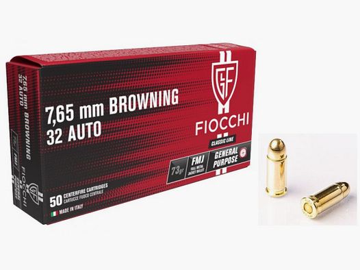 PATRONEN FIOCCHI 7,65 Browning / 32 AUTO 73Gr