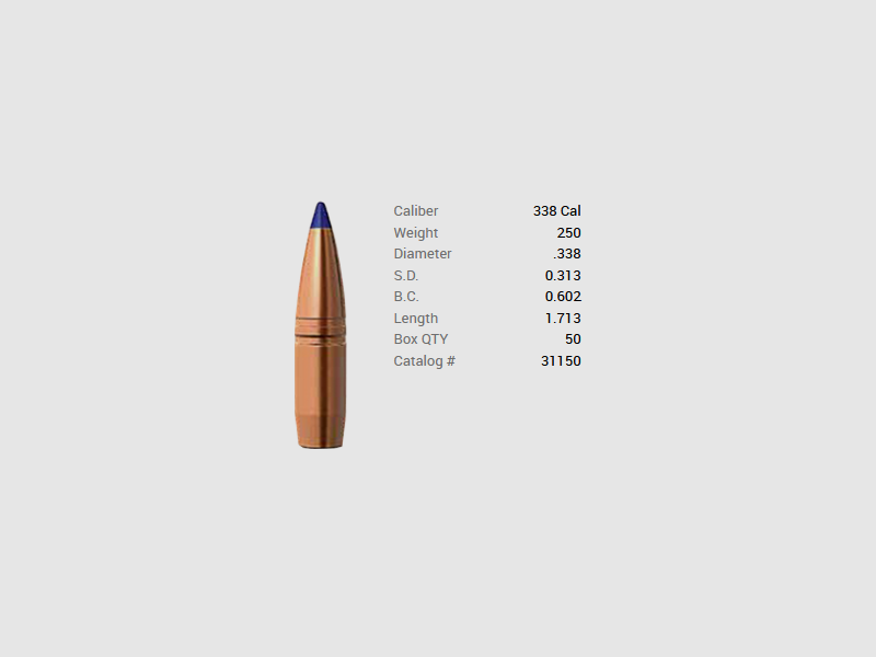Proiettile Barnes .338 Lapua/.338 250GR Long-Range X BT 50 pezzi, immagine 1 di 2