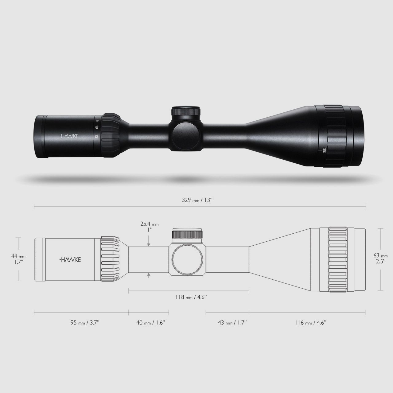 Zielfernrohr Hawke Airmax 4-12Ă—50 AMX, 1 Zoll Tubus, AMX Absehen unbeleuchtet