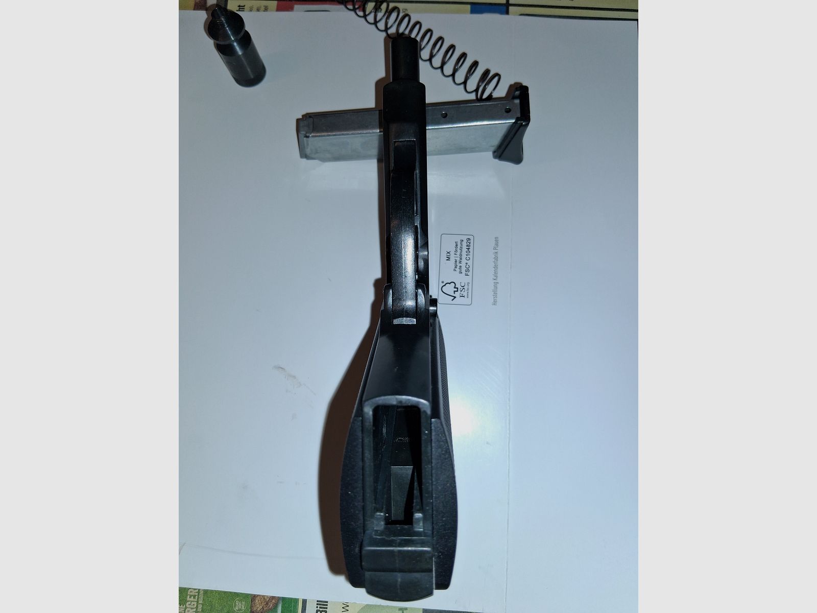 ME 9 mod. Para Griffstück komplett, Magazin, Abschussbecher, original Koffer (neuwertig)