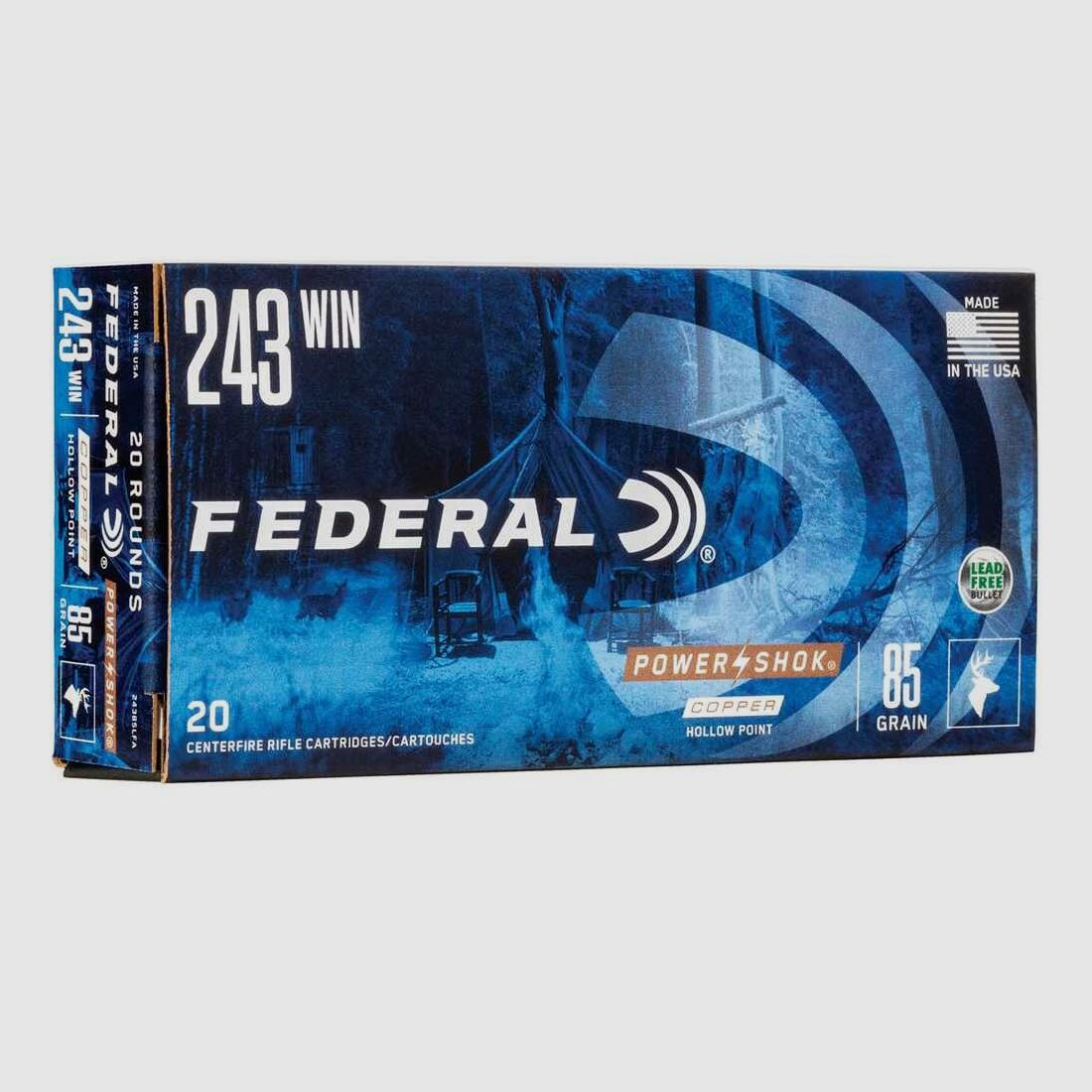 .243 Win. Power Shok Copper HP 5,5g/85grs. Municiones Federal