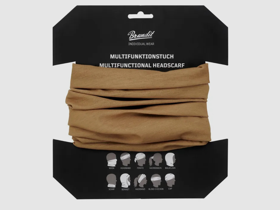 Multifunctional cloth (tube scarf) for head, face, neck - One size - Camel / Beige