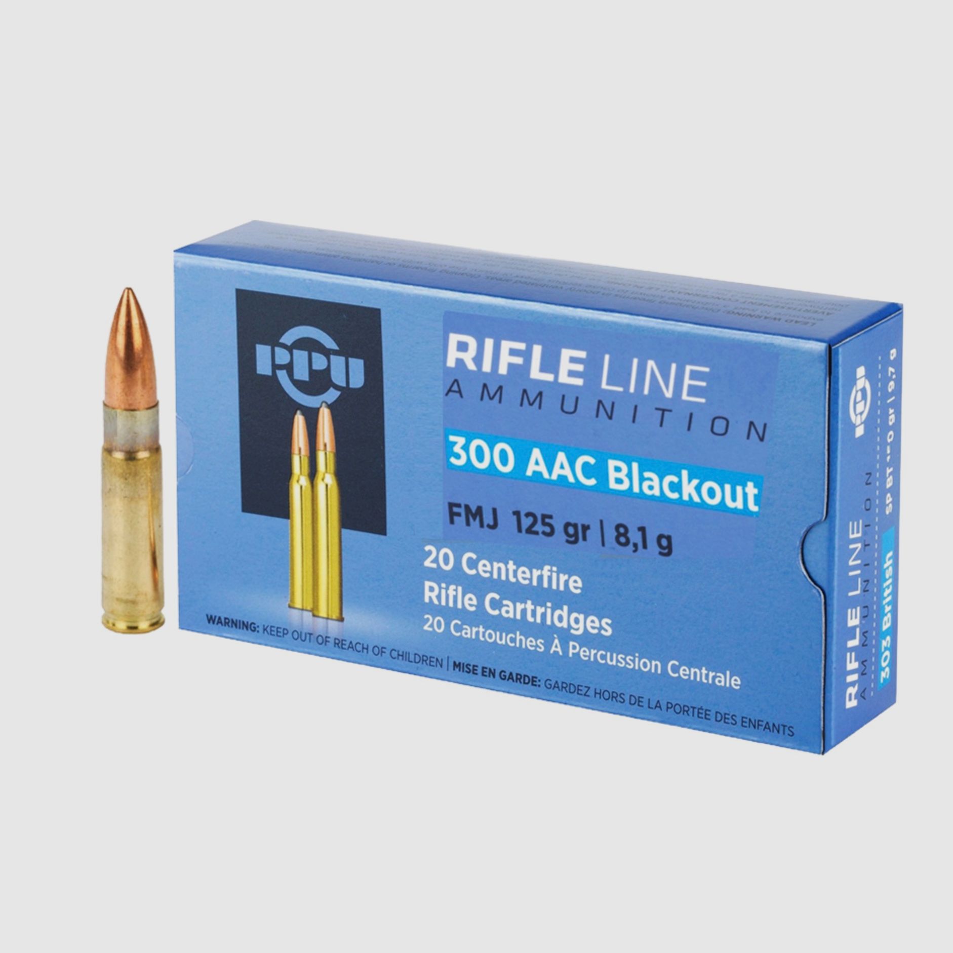 PPU .300 AAC Blackout 8.1g 125grs FMJ 20 pieces