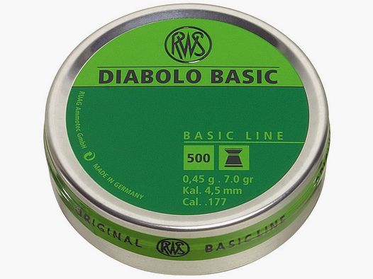 Plomb RWS DIABOLO BASIC CAL. 4,50 mm TÊTE PLATE 0,45G BTE 500