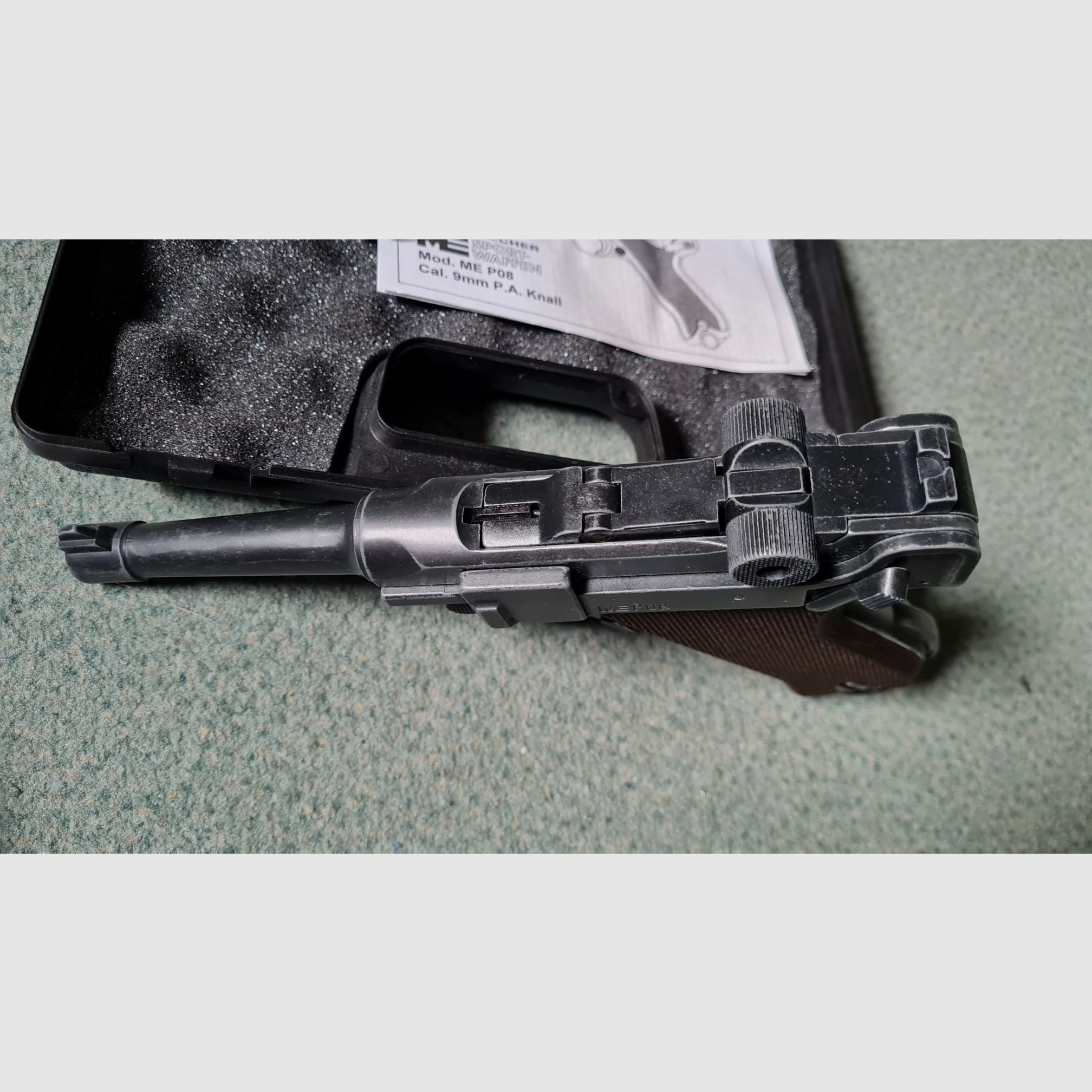 ME Model P08 Parabellum blank firing pistol 9 mm P.A.K. antique finish