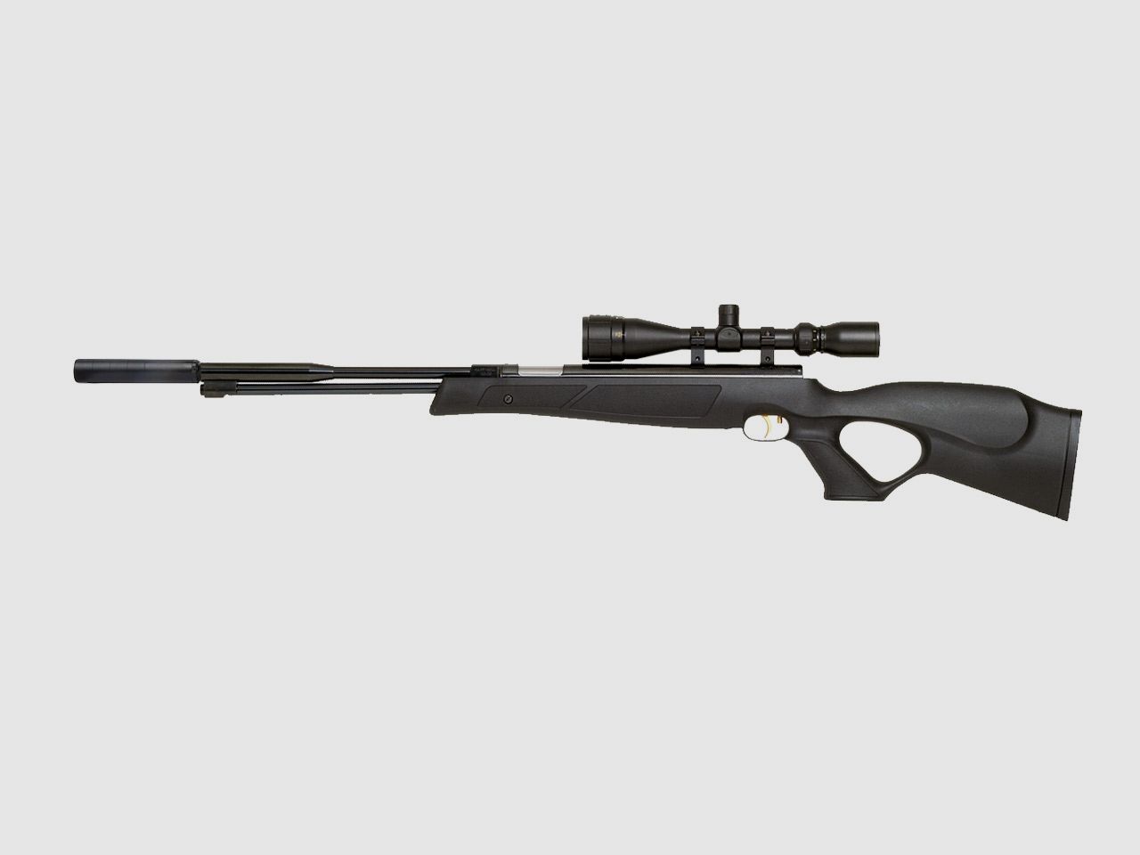 Starrlauf Luftgewehr Weihrauch HW 97 Black Line SD Kunststoff Lochschaft 1/2 Zoll UNF Silatec SchalldĂ¤mpfer Kaliber 5,5 mm (P18)