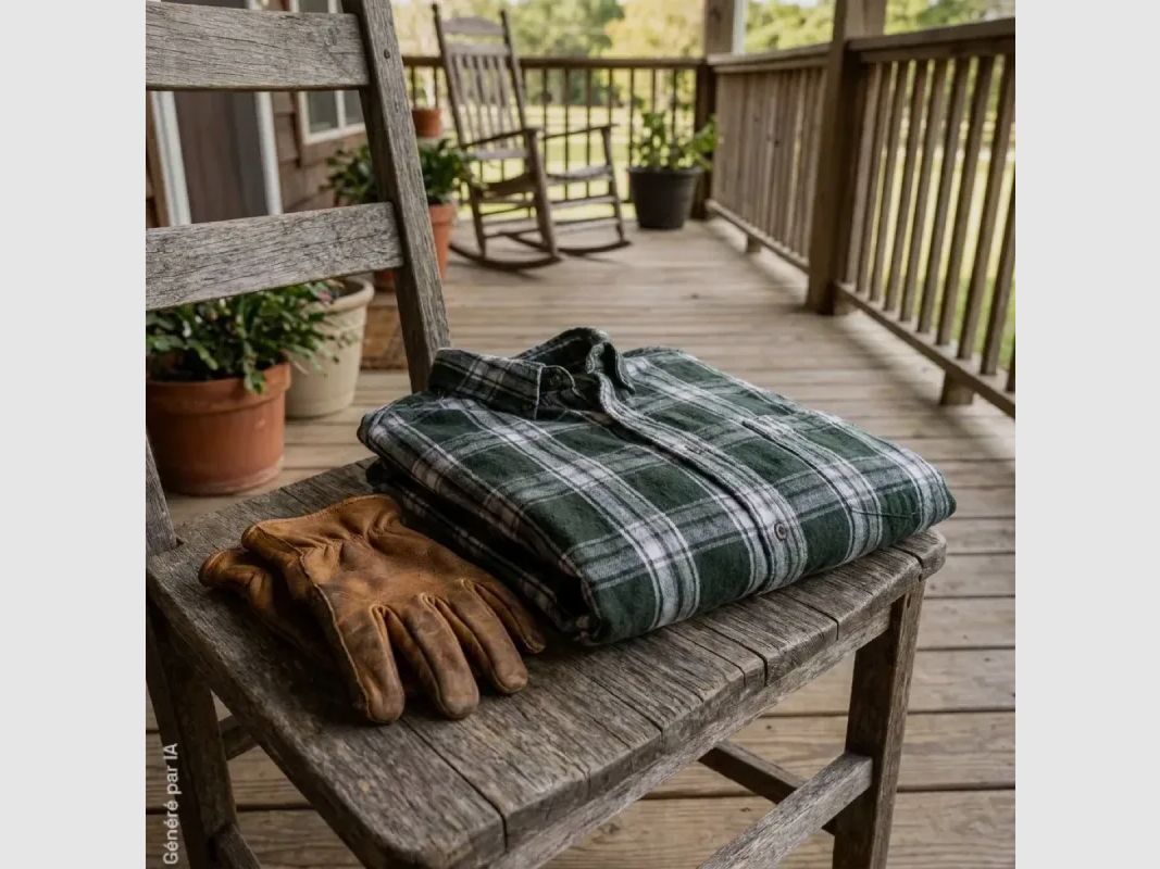 Chemise LMA à longs pans verte en flanelle de coton, image 3 sur 11