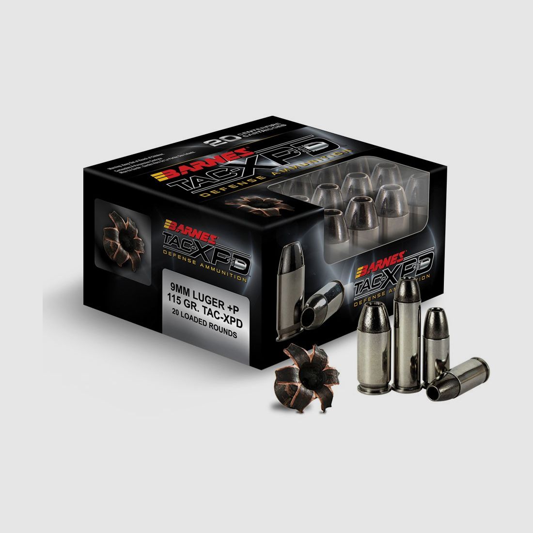 BARNES TAC-XPD Munition – 9mm +P – 115 grains