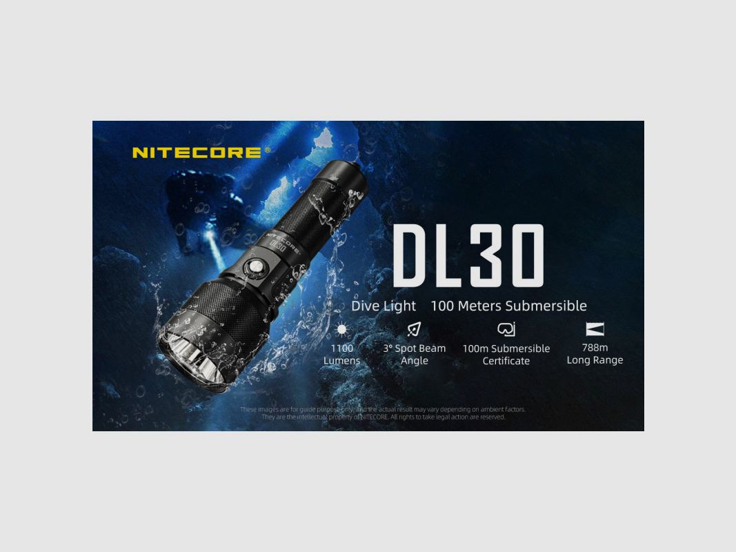 Nitecore DL30 Unterwasser-Tauchlampe (2600 Lumen, 1x12700, USB-C), Bild 6 von 6