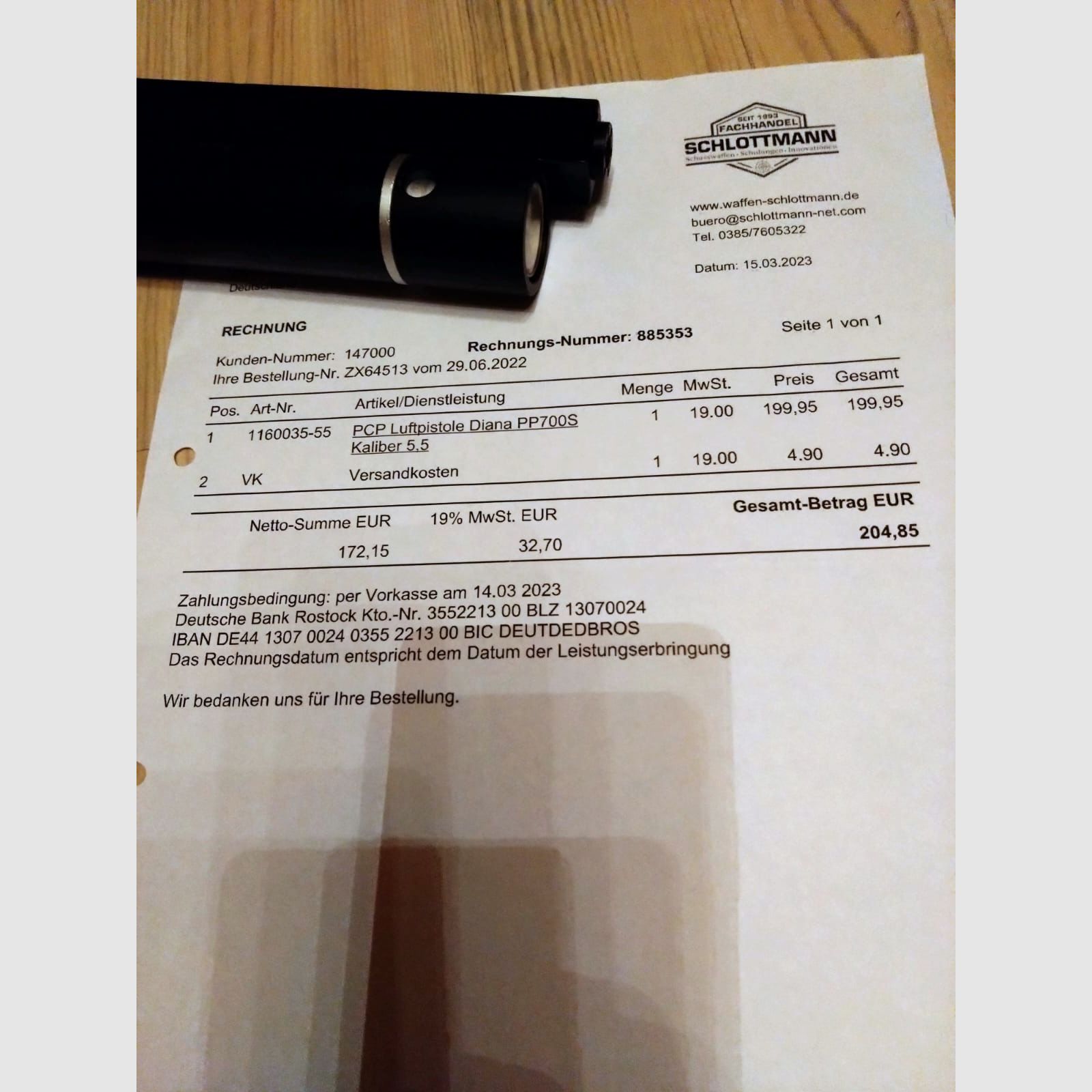 Pressluftpistole airmaX PP700S-A, Kaliber 5,5mm + Klappschaft + DOT