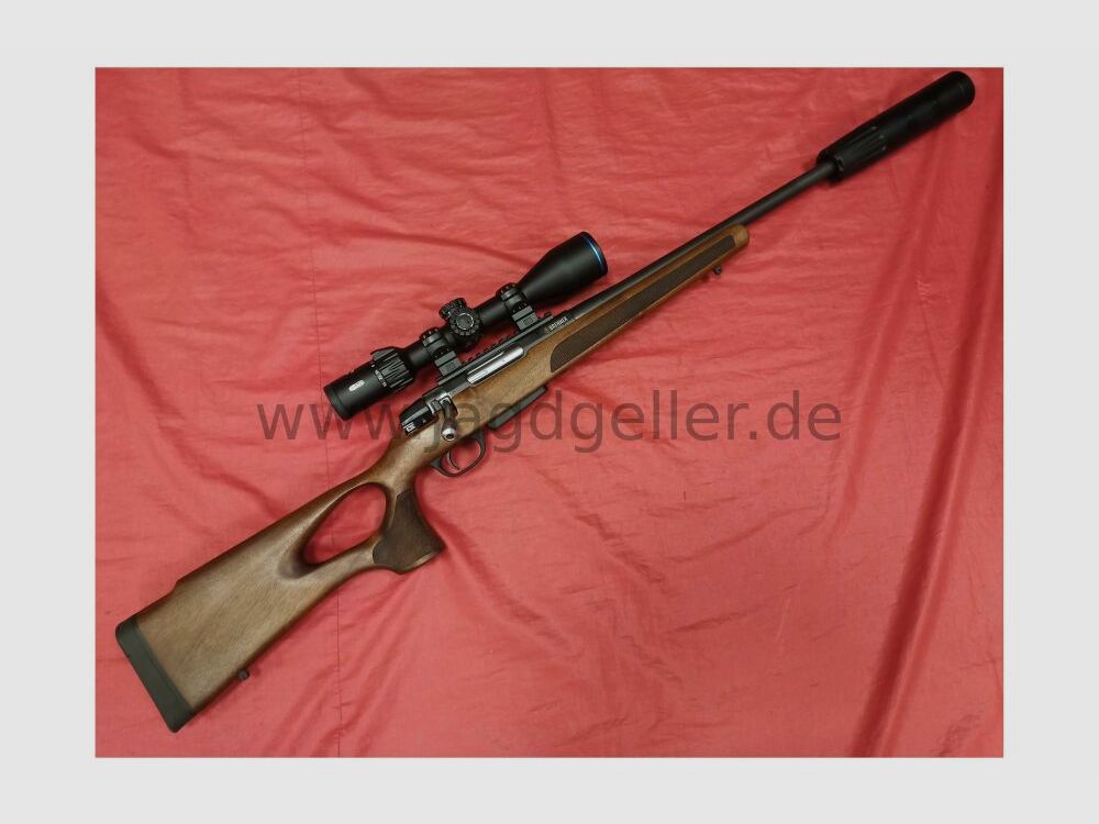BRENNER BR20308 Win. drewniany uchwyt z otworem z 3-15x50 Meohunter LP .308Win