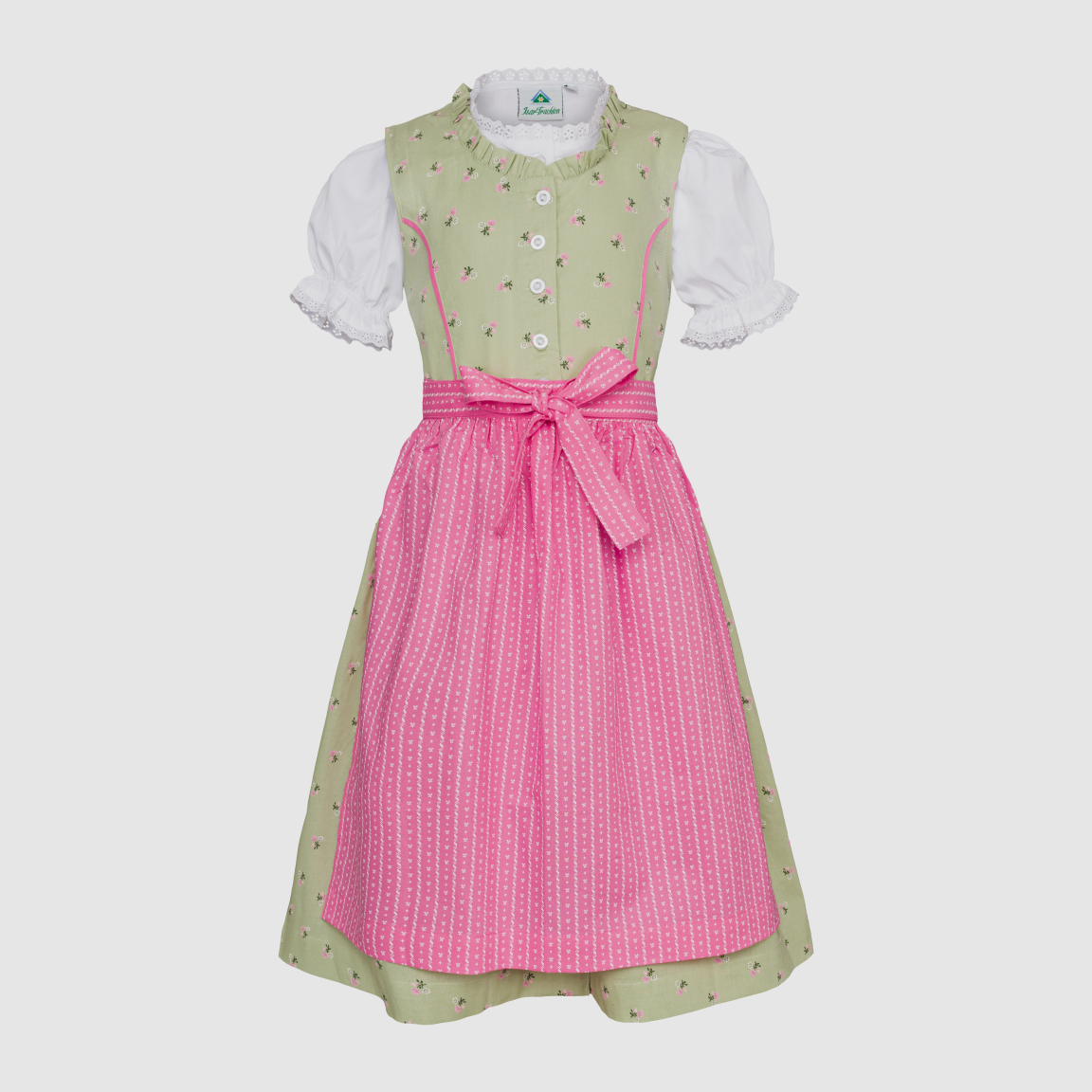 Kinder-Dirndl «Der Klassiker» in Rosa/Grün