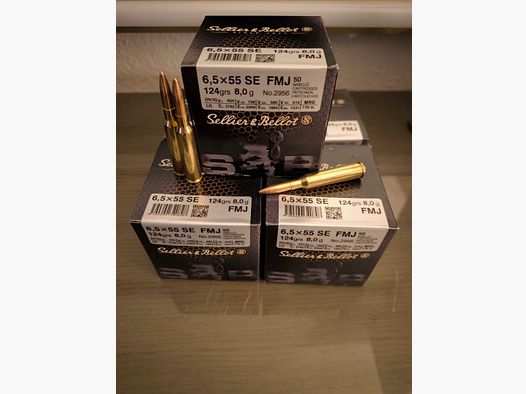 S&B 6,5x55 FMJ 8,0g/124grs. Sellier & Bellot