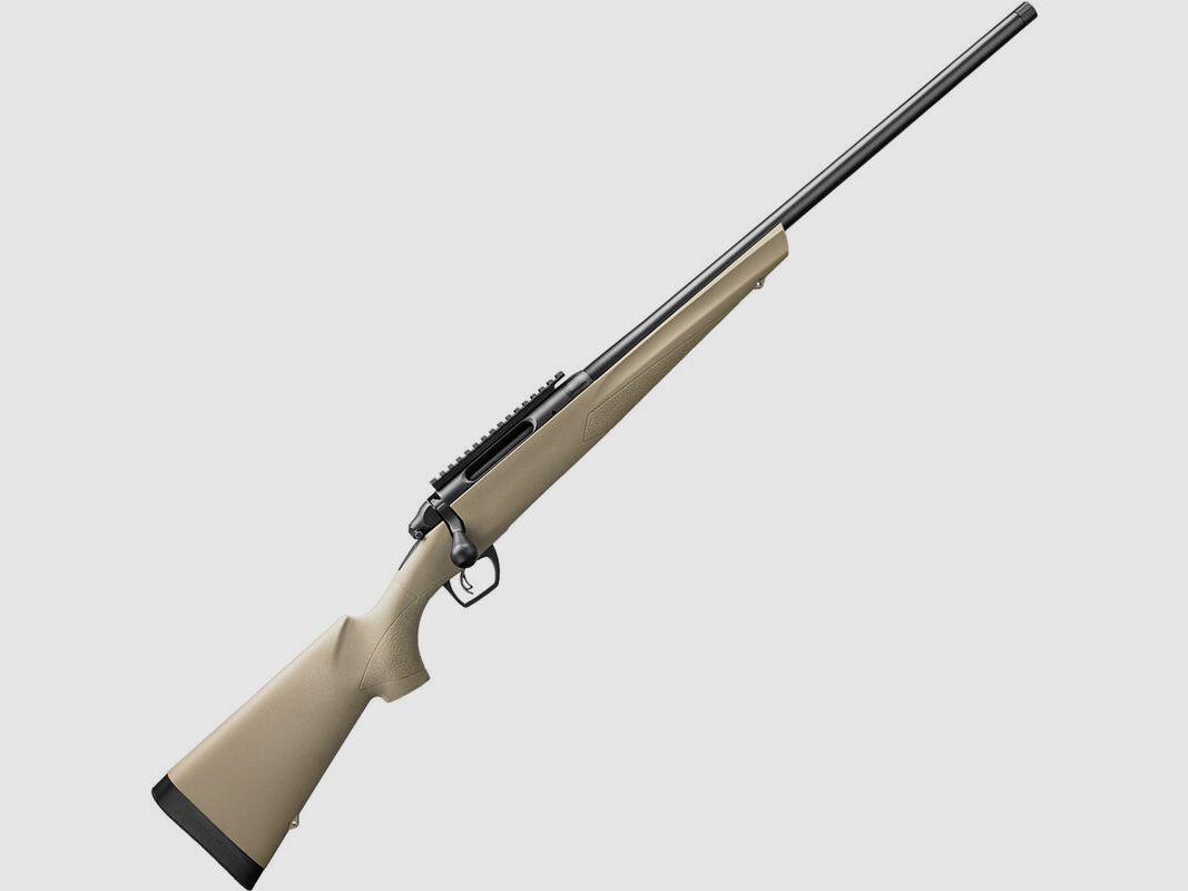 Remington 783 HB Tan – eine neue außergewöhnliche Kreation aus Ilion. Eine Gewehr für Sport- und Jagd mit schwerem, freischwebendem Lauf, der durch Knopfverarbeitung und Gewinde an der Mündung bearbeitet wurde.