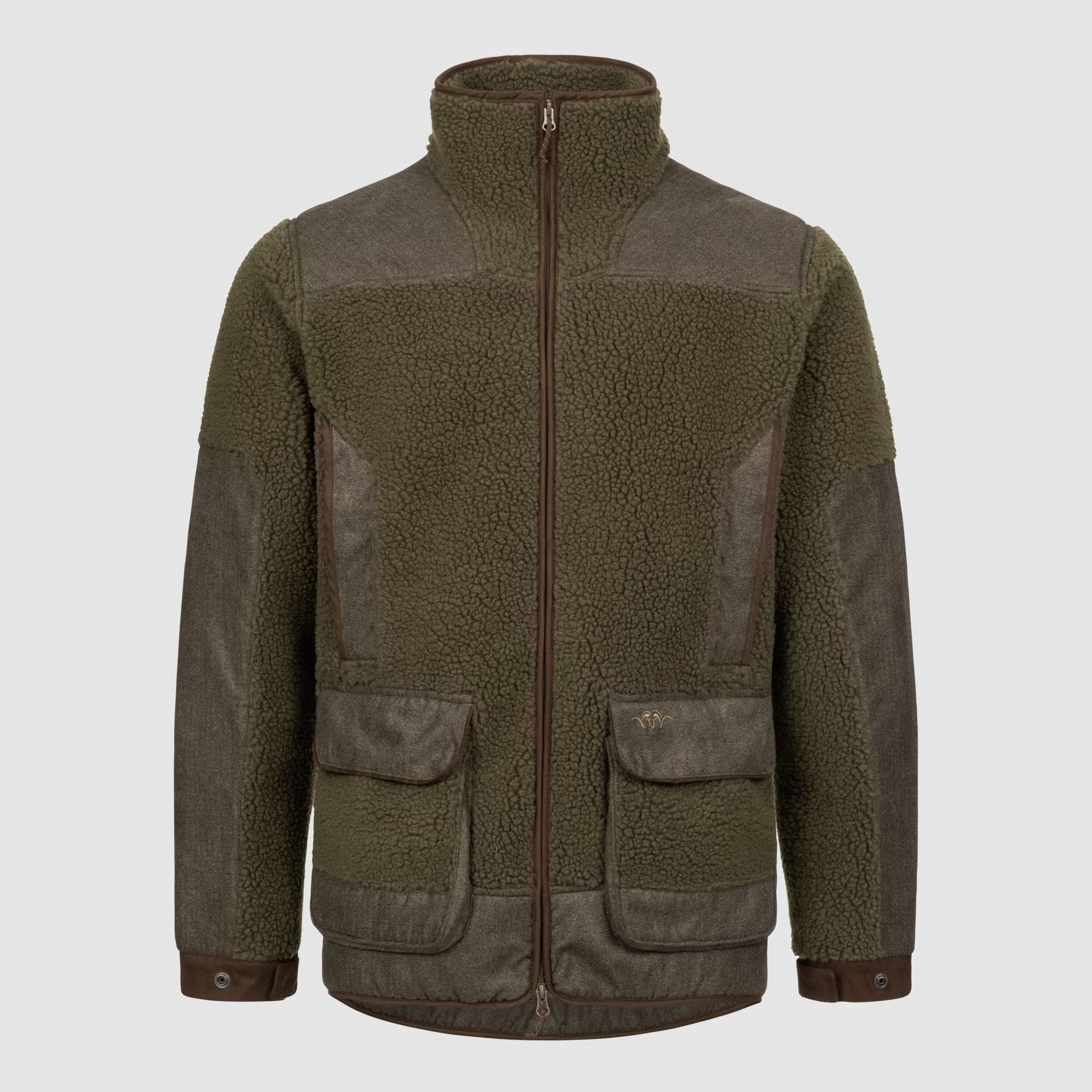 Blaser Herren Sherpa Fleece Jacke dunkel oliv