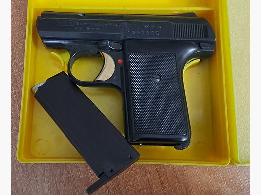 Oude Reck Gaspistool P10 in kaliber 8 mm Knall/ PTB 38-69 in verpakking!