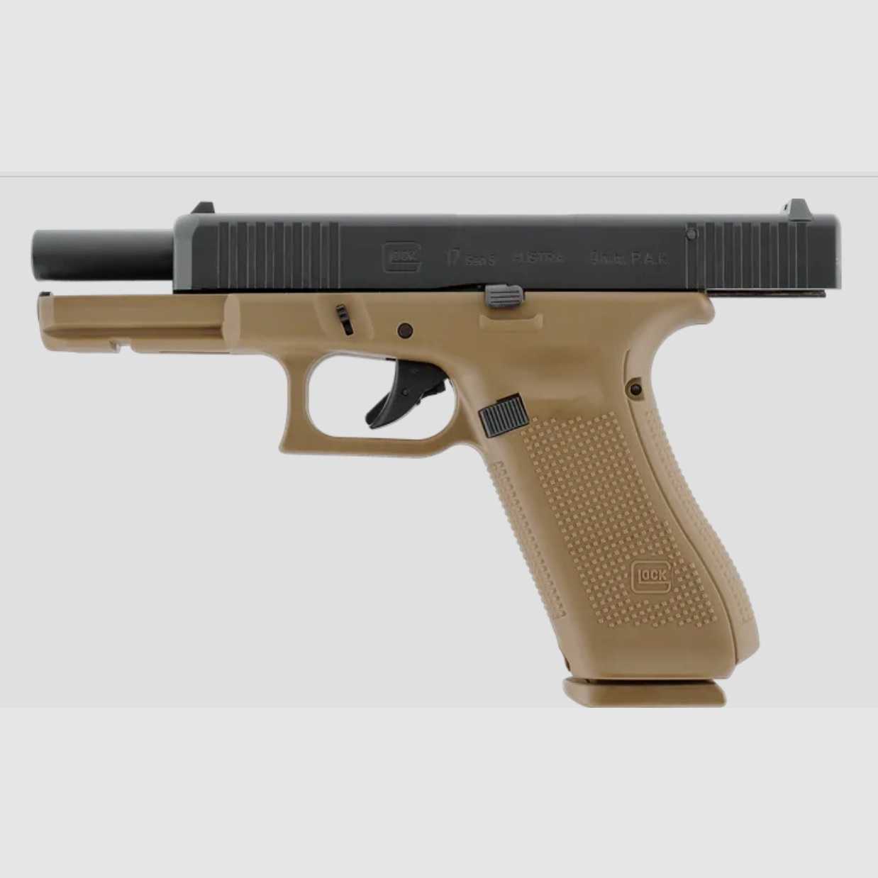Umarex 311.02.04 GLOCK 17 Gen5 9 mm P.A.K., Coyote Schreckschusswaffe Pyro