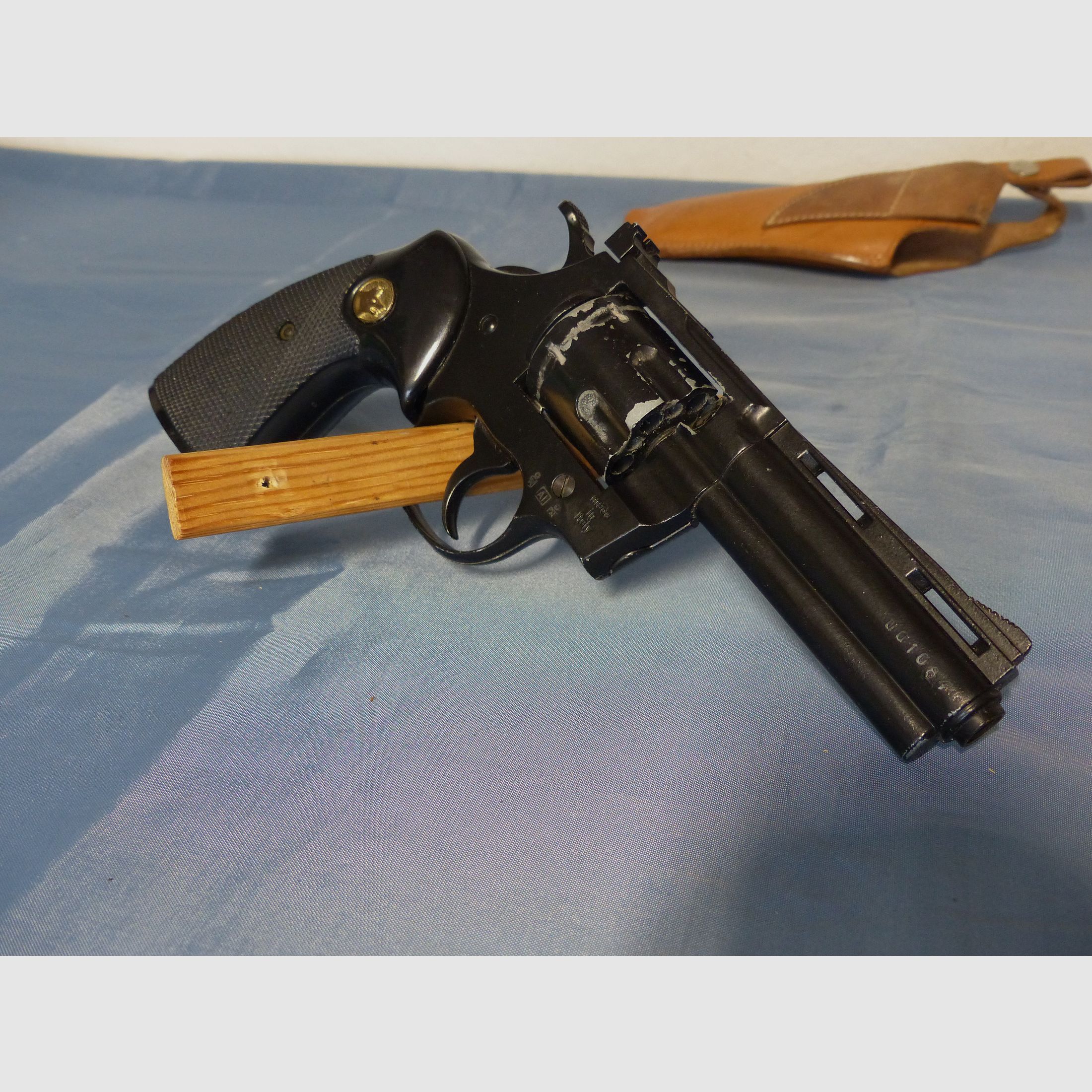 Schreckschuss Gas Revolver Umarex Python Cal. .380 Knall PTB 282 mit Holster + Abschussbecher vintage