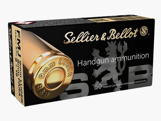 S & B 9 mm Luger Palla Intera 8,0g/124grs. - 50 cartucce