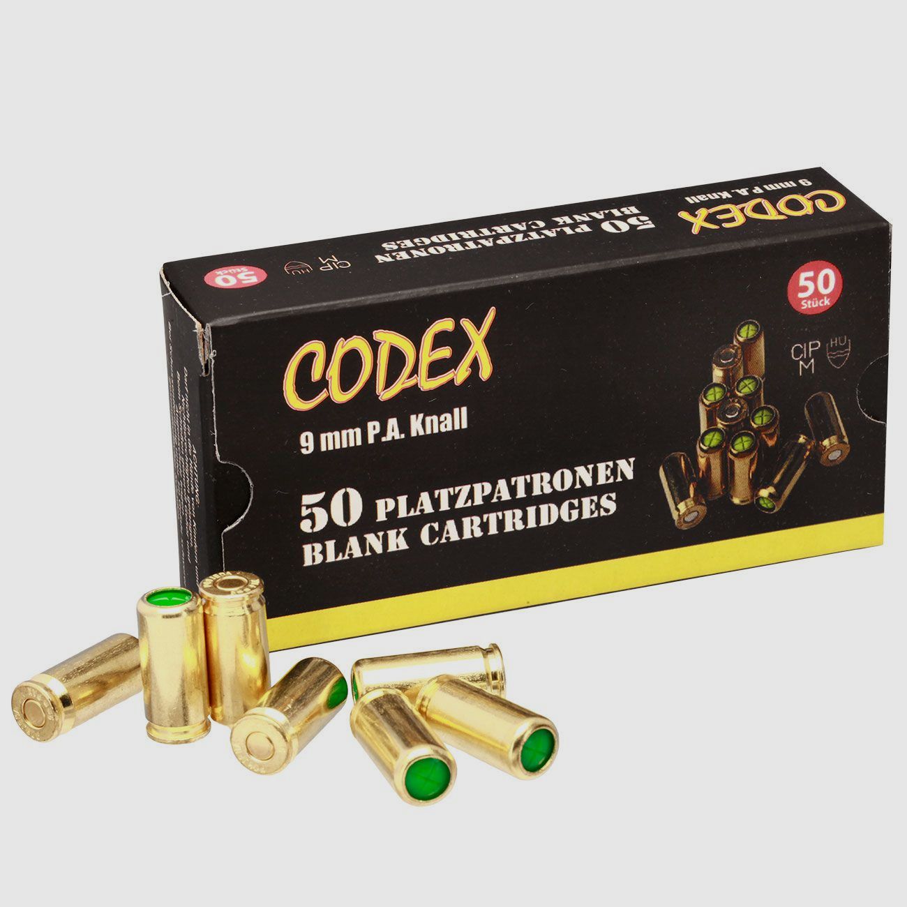 Codex cartuchos de fogueo 9 mm PAK para pistola 50 disparos