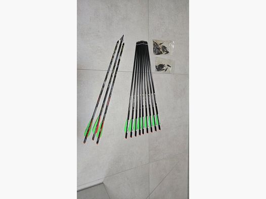 9x Carbonbolzen 22“ Easton Flatline 9,3 GPI mit 125gr Spitzen für Armbrust